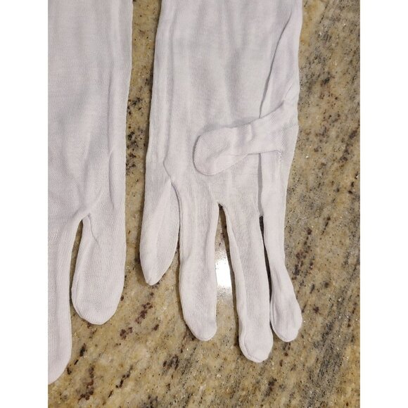 New! Mens L Womens XXL White Cotton 14" Long Gloves Inspector Costume - Picture 8 of 15